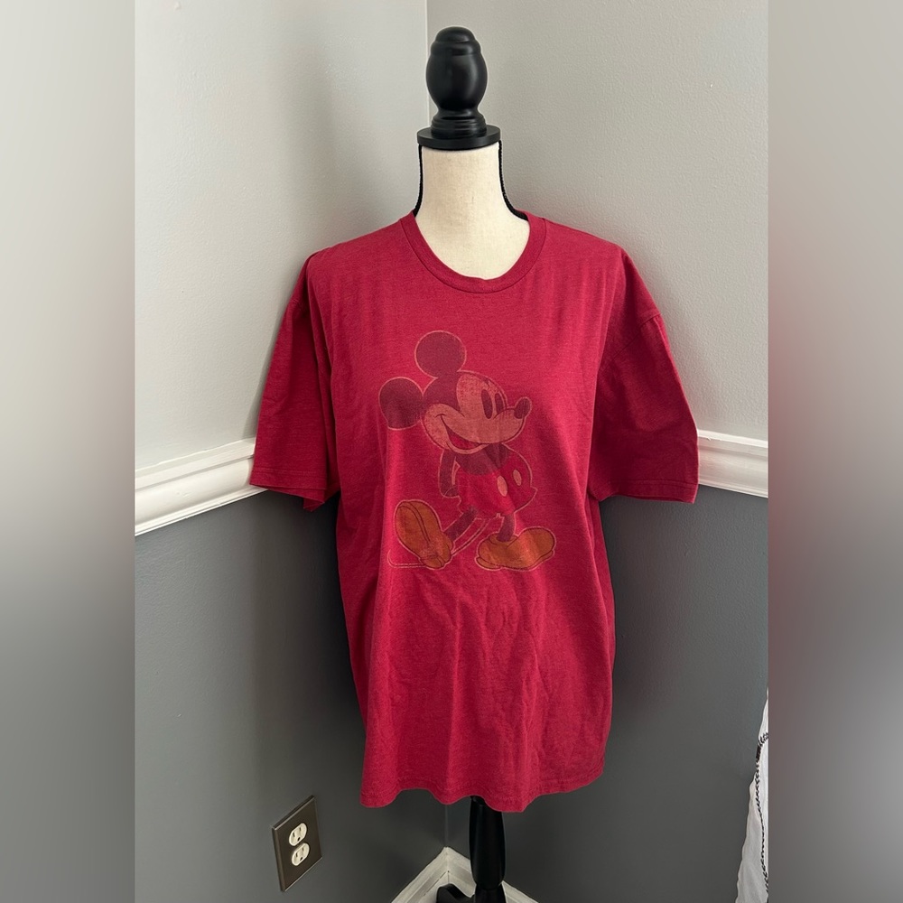 Disney Parks Mickey Mouse Red Crew Neck T-shirt Size XXL